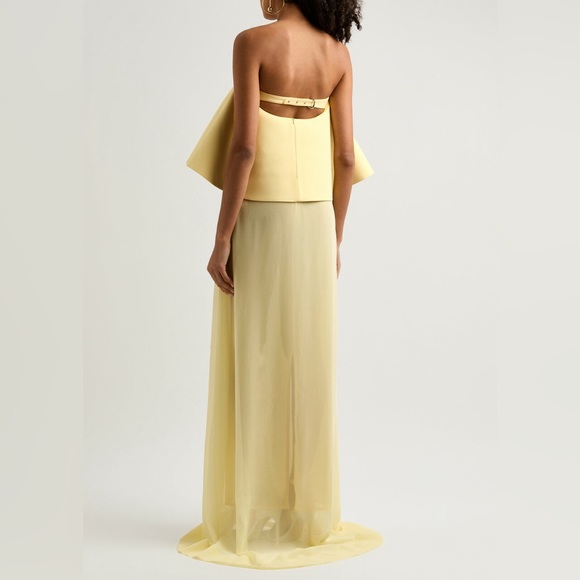Jacquemus La Robe Vela Strapless Chiffon Gown Yellow Light - Picture 2 of 10